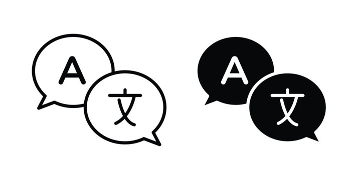 Translate icon silhouette and outline pack