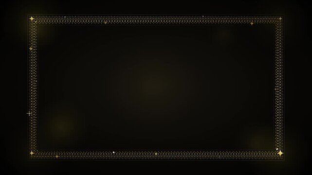 Gold ornate frame with shimmering particles and glowing bokeh background overlay