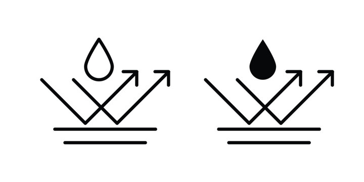 Waterproof icon silhouette and outline pack