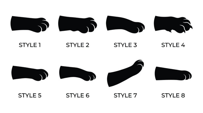 Eight different black sock styles on white background Vector
