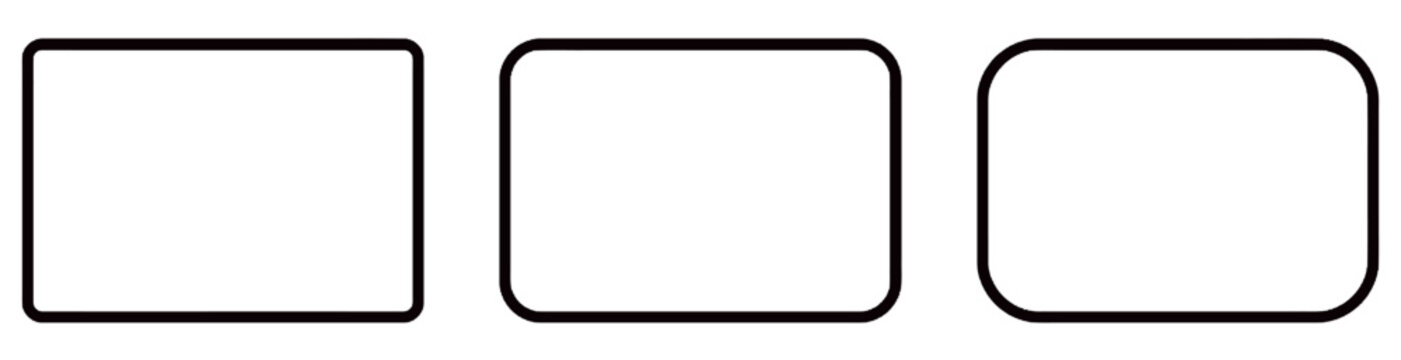 Three rounded rectangular frames with varying corner radii