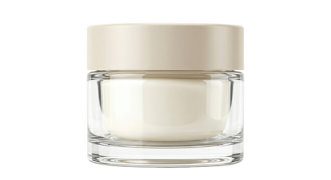 Blank cosmetic glass cream jar mockup on transparent background