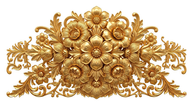 Luxury golden baroque style floral arrangement vignette ornament