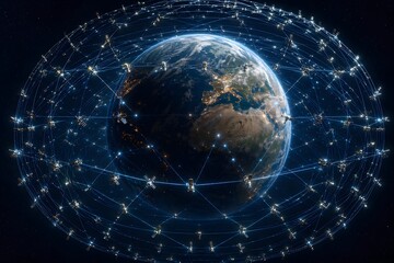 Fototapeta premium Global Satellite Communication Mega constellation