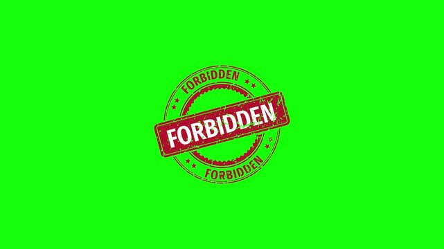 Forbidden sign Animation with Grunge Distressed Texture on green screen background