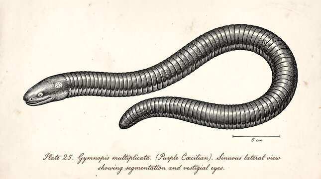 An illustration depicts a snake, specifically the Typhlops multifasciatus, in a detailed, scaled representation.