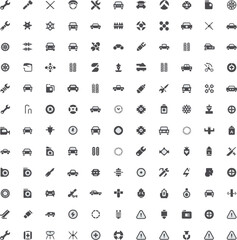 Fototapeta premium Minimalist flat icon set of vehicles and tools