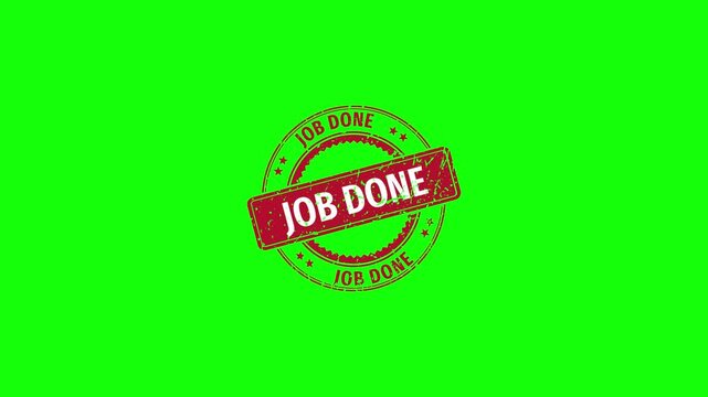 A red stamp Animation with Grunge Distressed Texture on green screen background