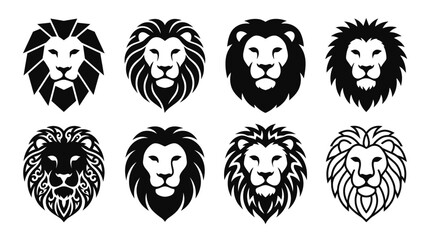 Obraz premium Black and white lion head vector icons Vector