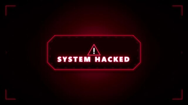 System hacked alert warning sign cyber security breach digital interface background
