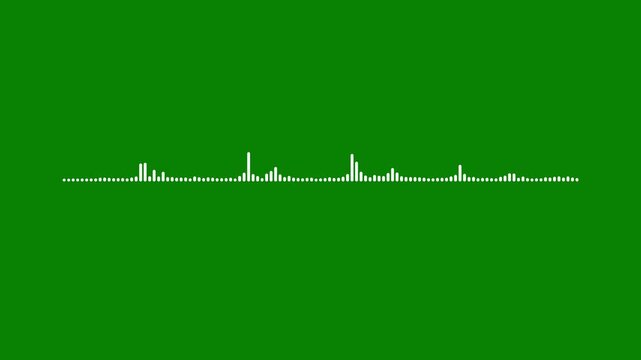 Audio spectrum wave effect, line audio wave visualization, clean sound wave spectrum loop, minimalist digital frequency equalizer for music production, on green background. 4k video