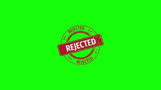 Rejected stamp Animation with Grunge Distressed Texture on green screen background