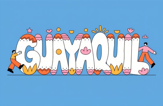 Texto de Guayaquil-Ecuador en vector de ilustraci&oacute;n