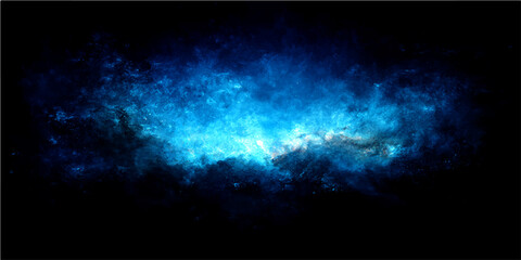 Abstract glowing blue nebula in deep space with starry background and cosmic wonder. © Zìyóu
