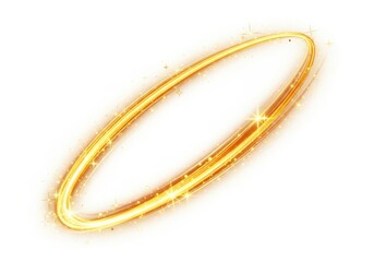 Fototapeta premium Golden Glowing Halo with Sparkling Light Trails and Magic Dust Particles Isolated on White Background
