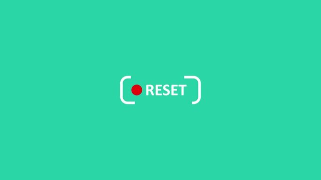Reset Button Animation Concept with White and Red on Black Background for Technology and Business Applications