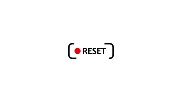 Reset Button Animation Concept with White and Red on Black Background for Technology and Business Applications