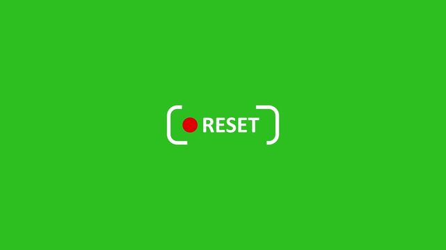 Reset Button Animation Concept with White and Red on Black Background for Technology and Business Applications