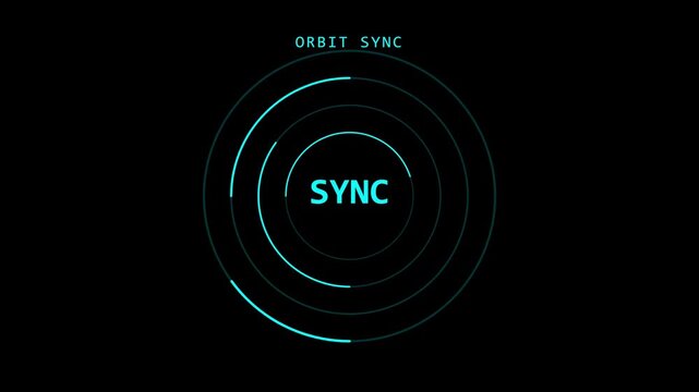 Digital orbit sync hud interface: futuristic circular loading animation and data synchronization technology