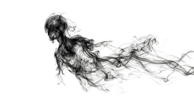 Abstract smoke shape resembling a human silhouette isolated on transparent background