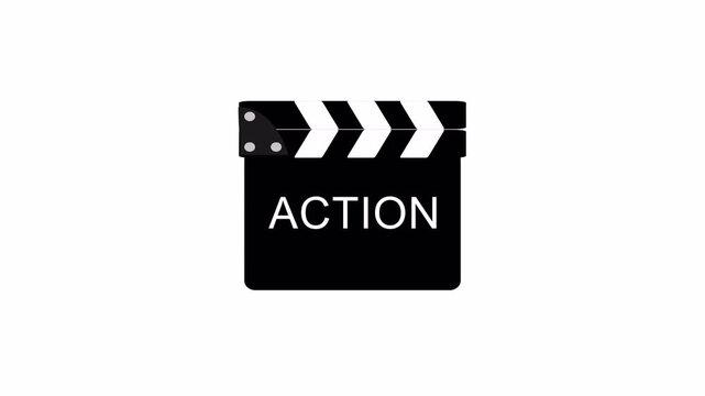 Movie clapper board animation on transparent background with alpha channel , Video, film, film production, movie clapper board with alpha channel in 4k