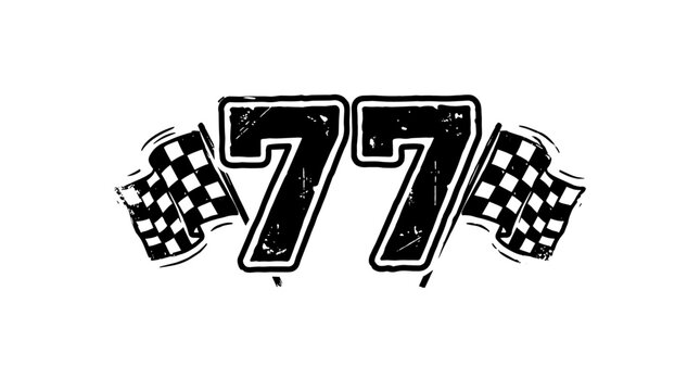 Racing Number 77 Checkered Flag Vector