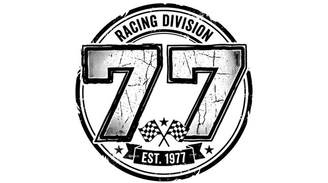 Vintage Racing Number 77 Badge Vector Design