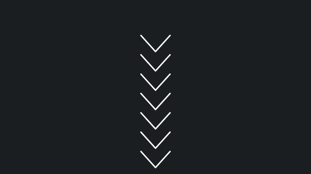 Minimalist animated downward arrows motion on dark background, for ui ux, direction motion animation