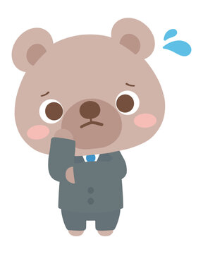 困っている小学校のくまの先生　動物　イラスト