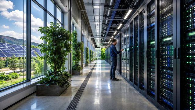 Sustainable green data center with efficient technology