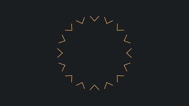 Minimalist loading spinner animation, rotating golden geometric circle on dark background