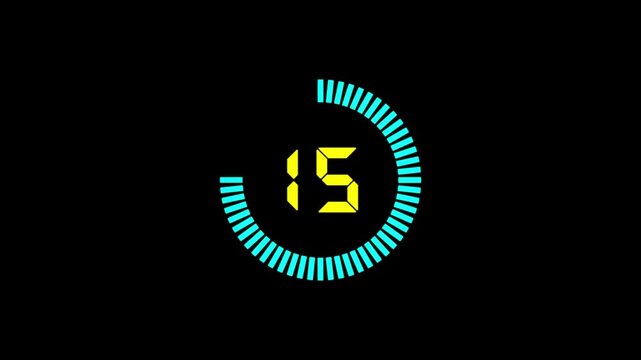 20 second countdown timer animation from 20 seconds to 0 seconds on a transparent background.