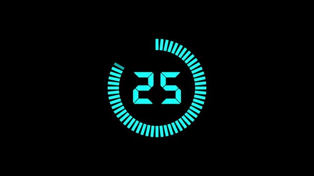 30 second countdown timer animation from 30 seconds to 0 seconds on a transparent background.