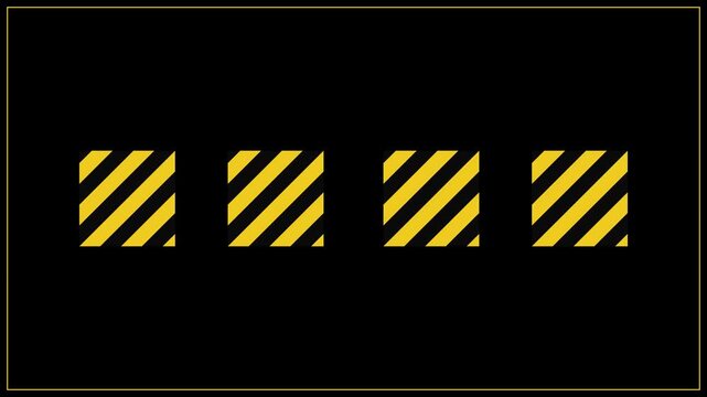 Rotating yellow and black hazard warning squares abstract motion background, caution