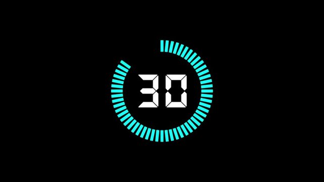 35 second countdown timer animation from 35 seconds to 0 seconds on a transparent background.