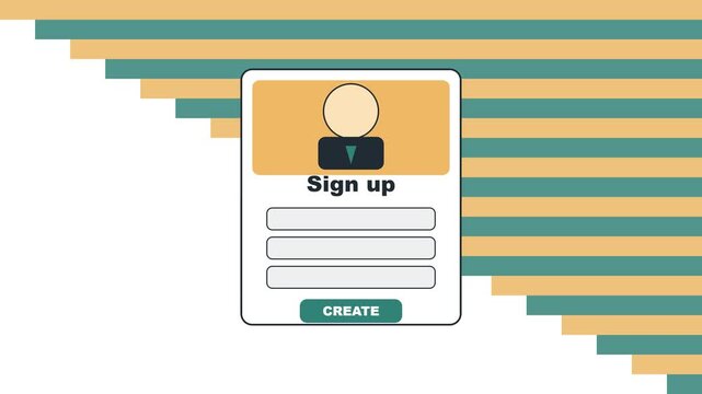 User account sign up form animation with animated background, for web and, digital marketing projects registration