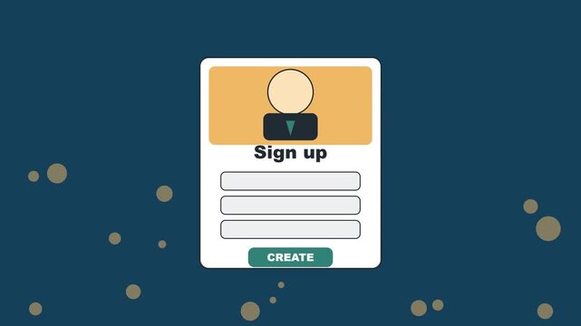 User registration sign up form animation for website and app interface user account login web ui