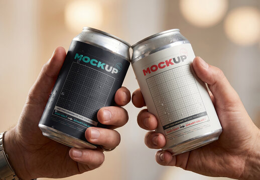 Cheers Aluminum Cans Label Mockup