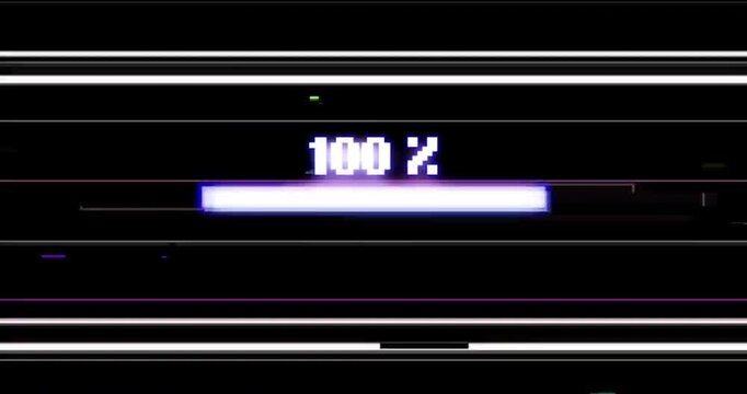 Cyber Security Breach with Pixelated Loading Progress and Glitch Effect