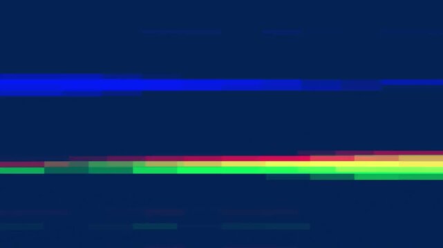 Abstract Digital Glitch Overlay with Colorful Pixel Distortion on Dark Blue Background