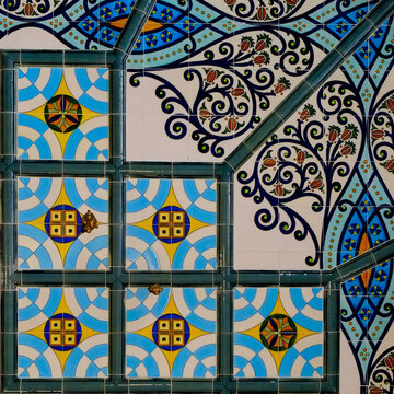 Decorative Spanish Tile and Ironwork Pattern