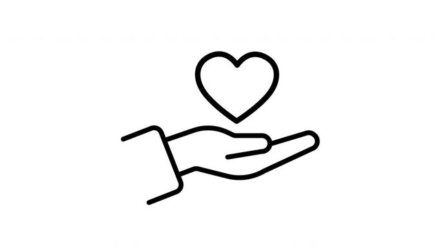save health heart love  line icon animation hand with leaf video footage
