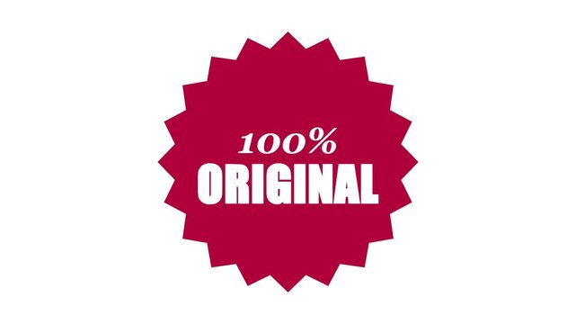 100% original red badge animation certified authentic seal for branding and assurance stamp