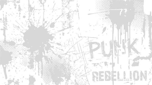 Light gray grunge punk rebellion background with splatters and drips vector illustration.