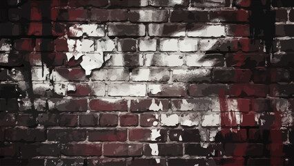 Vector brick wall grunge texture with paint splashes and abstract patterns vector illustration. © Logo Solution
