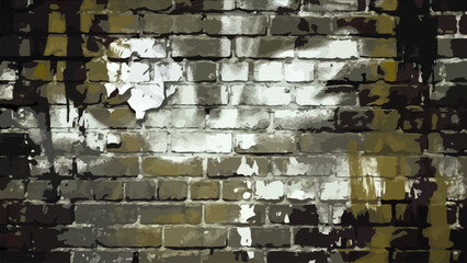 Vector brick wall grunge texture with paint splashes and abstract patterns vector illustration. © Logo Solution