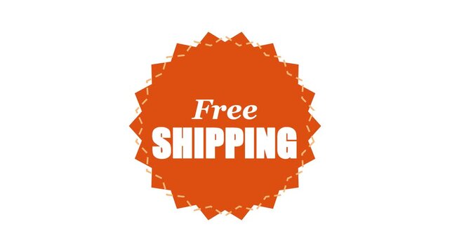 Free shipping badge animation: orange starburst label for e-commerce and retail promotions
