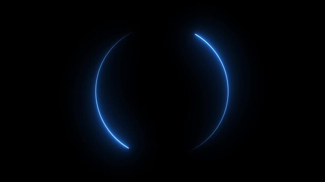 Neon countdown from 59 to 0 second animation, 59 second countdown timer animation. neon light numbers from 59 to 0, laser ray appears interesting circle animation on black background.