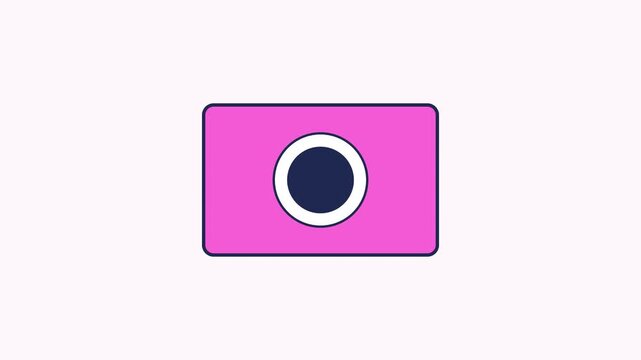Minimalist camera animation, digital symbol, flat motion