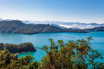 Fototapeta premium Sun Moon Lake blue water cove in Taiwan